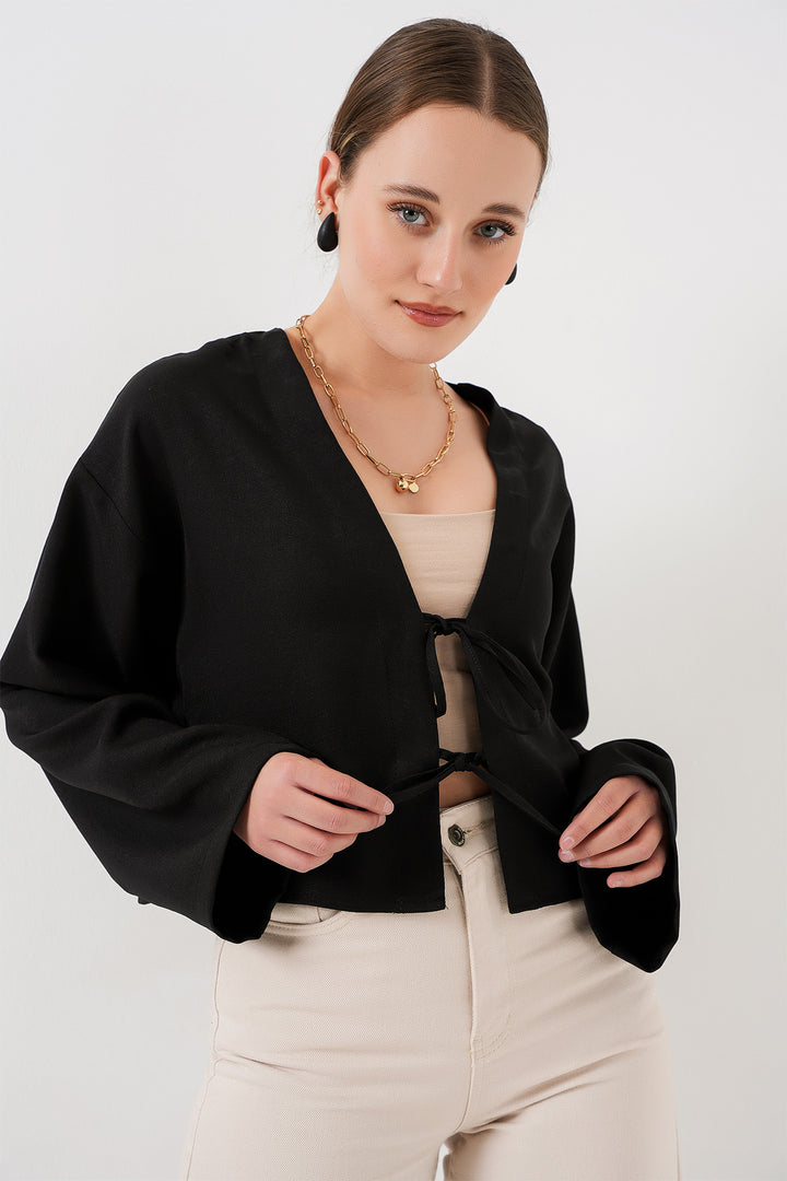Bigdart Kimono en lin à nouer 960 - Noir