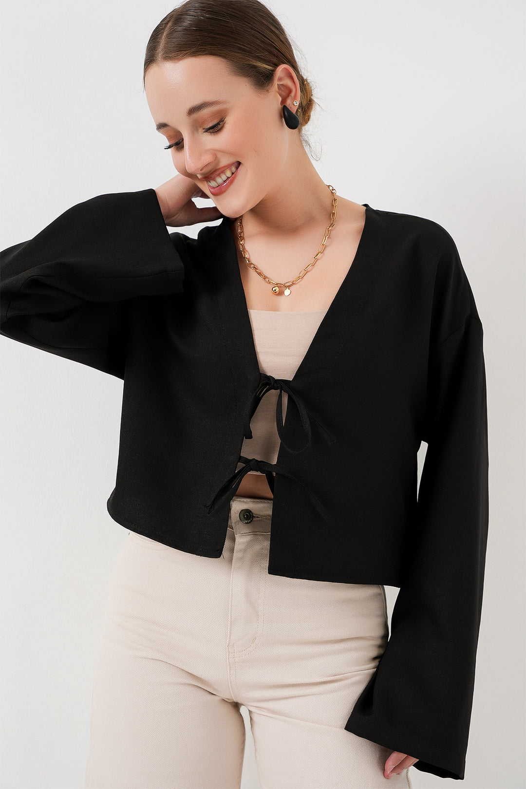 Bigdart Kimono en lin à nouer 960 - Noir
