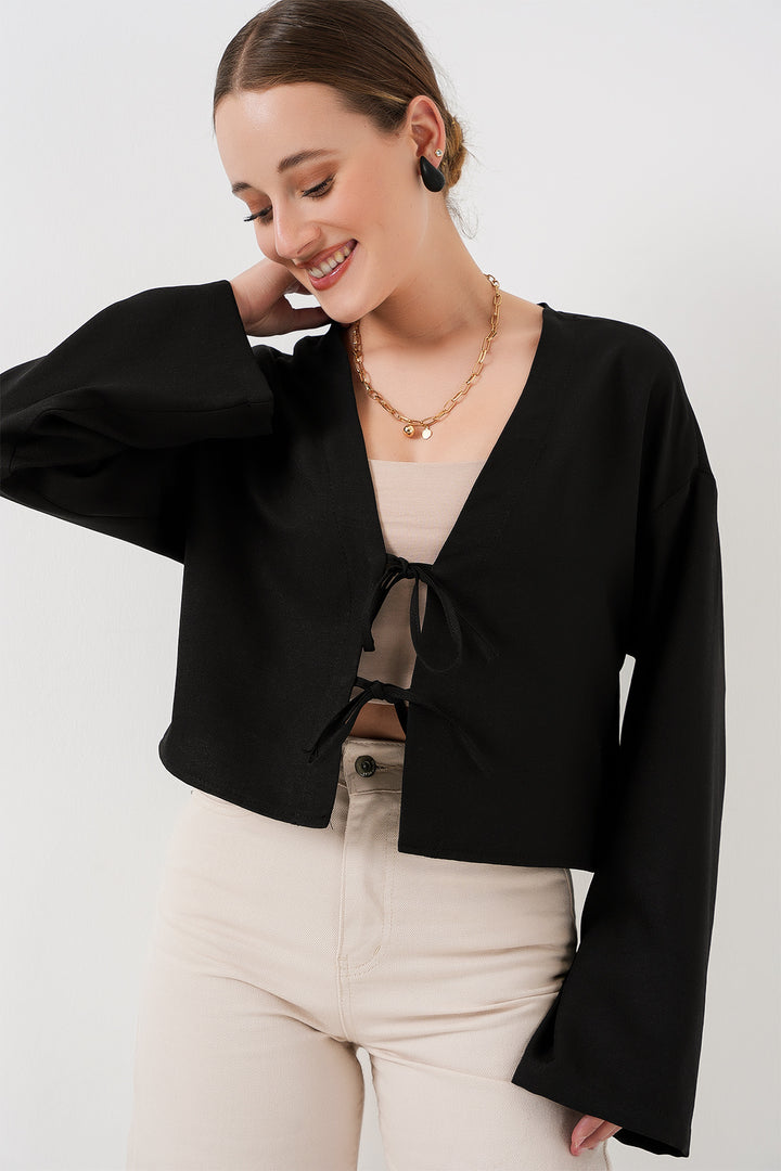 Bigdart Kimono en lin à nouer 960 - Noir