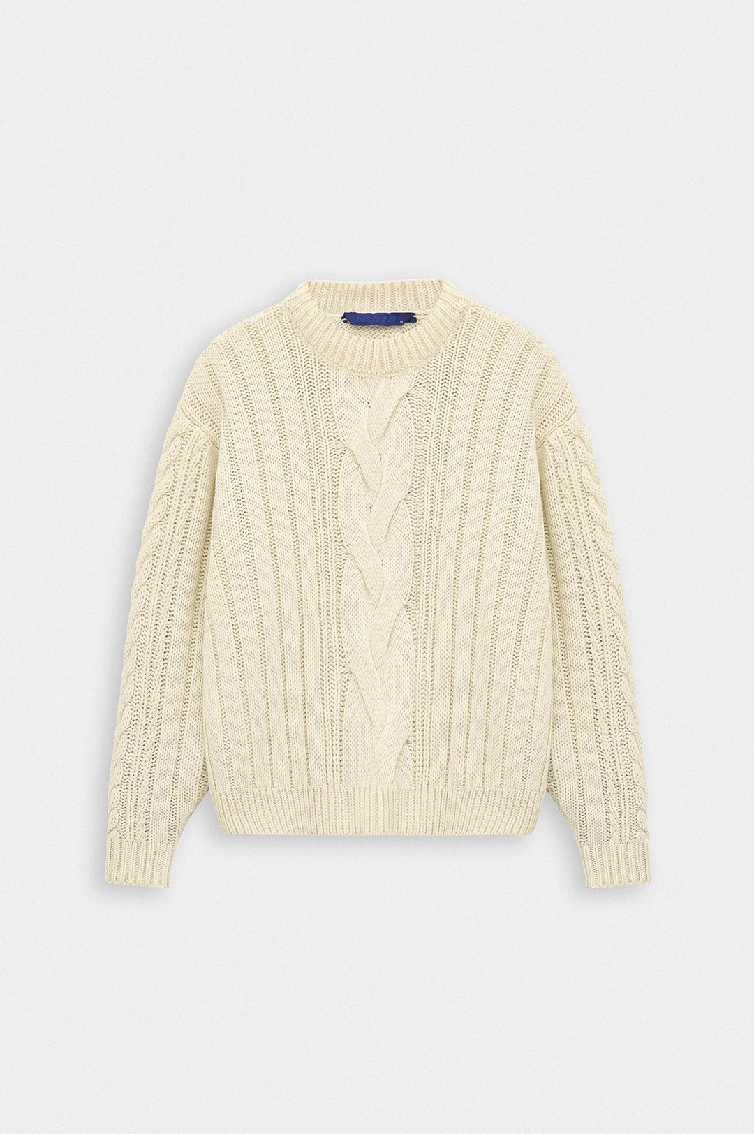 Giesto Pull en tricot écru à col rond texturé - Écru