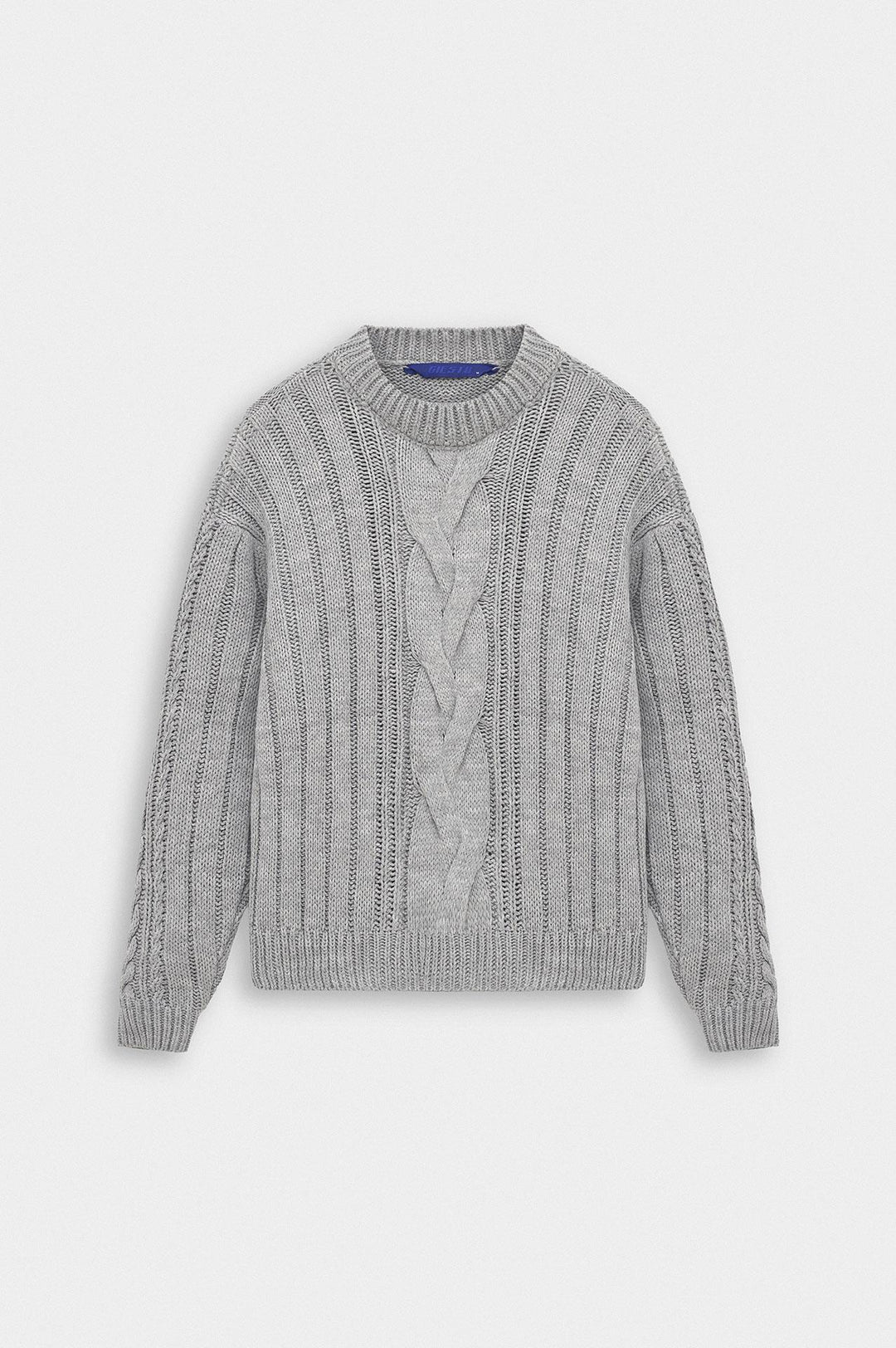 Giesto Pull en tricot gris à col rond texturé - Gris