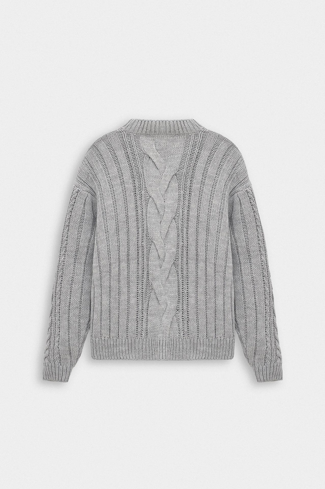 Giesto Pull en tricot gris à col rond texturé - Gris