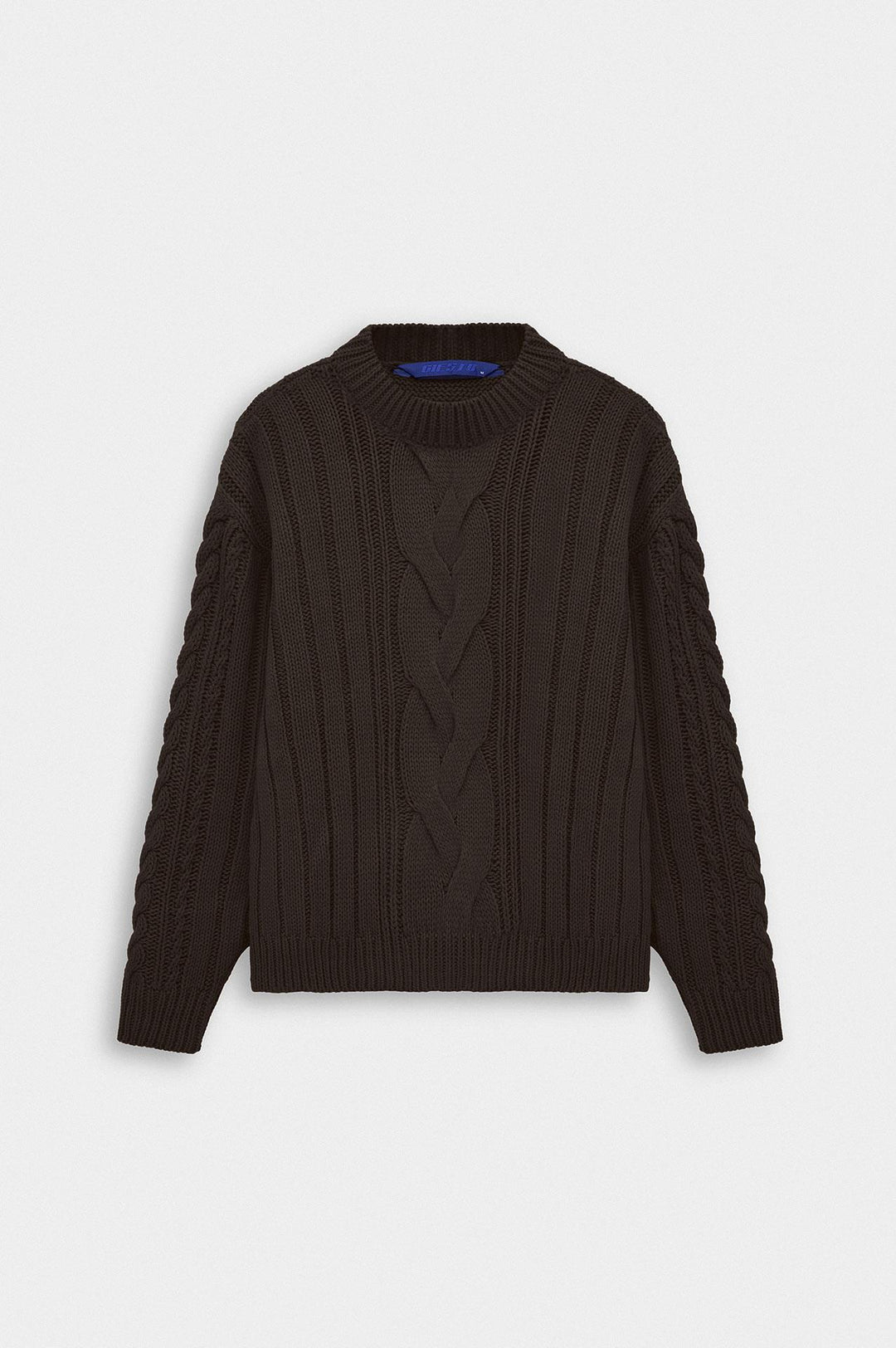 Giesto Pull en tricot marron à col rond texturé - Marron