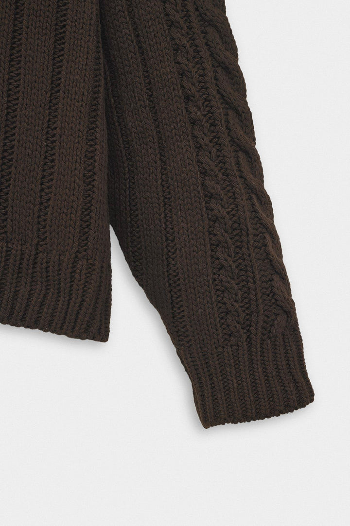 Giesto Pull en tricot marron à col rond texturé - Marron