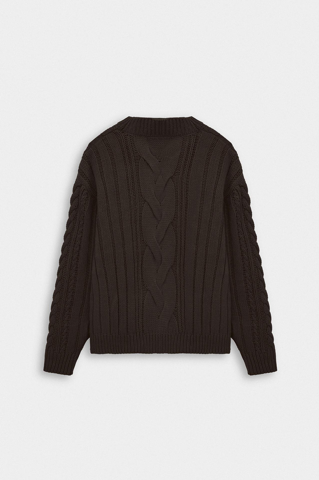 Giesto Pull en tricot marron à col rond texturé - Marron