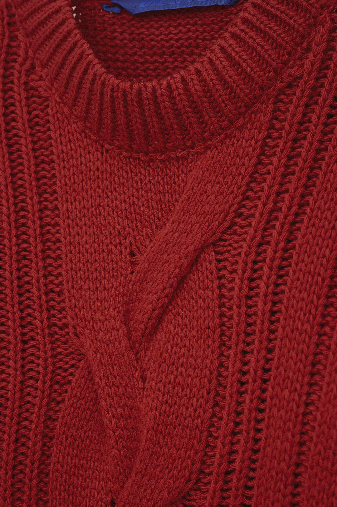 Giesto Pull en tricot rouge à col rond texturé - Rouge