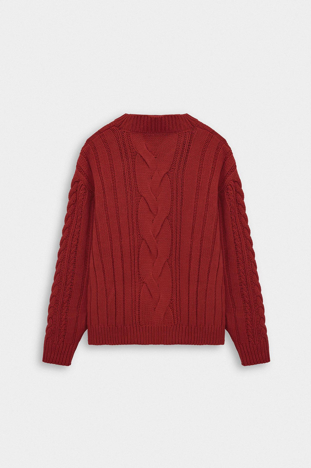 Giesto Pull en tricot rouge à col rond texturé - Rouge