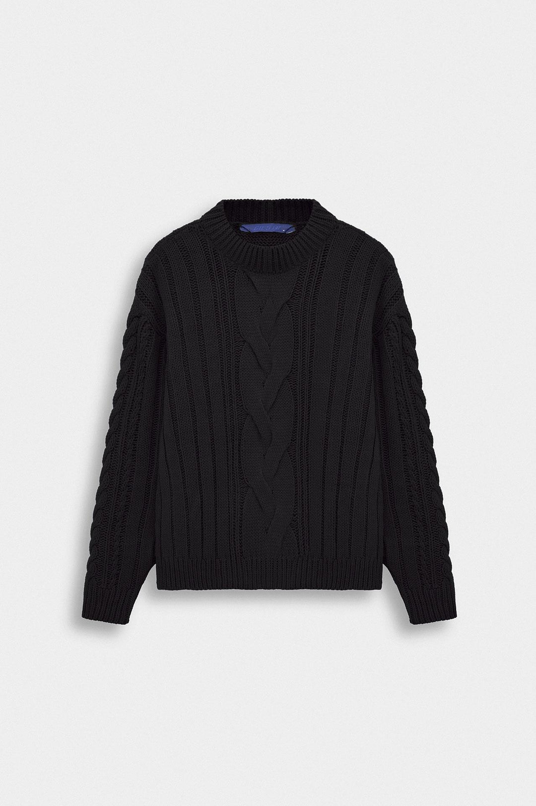 Giesto Pull en tricot noir à col rond texturé - Noir