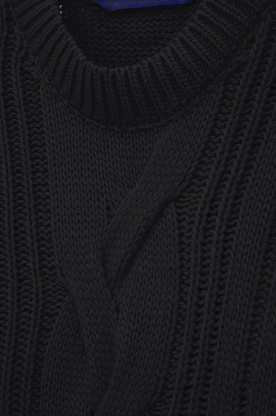 Giesto Pull en tricot noir à col rond texturé - Noir