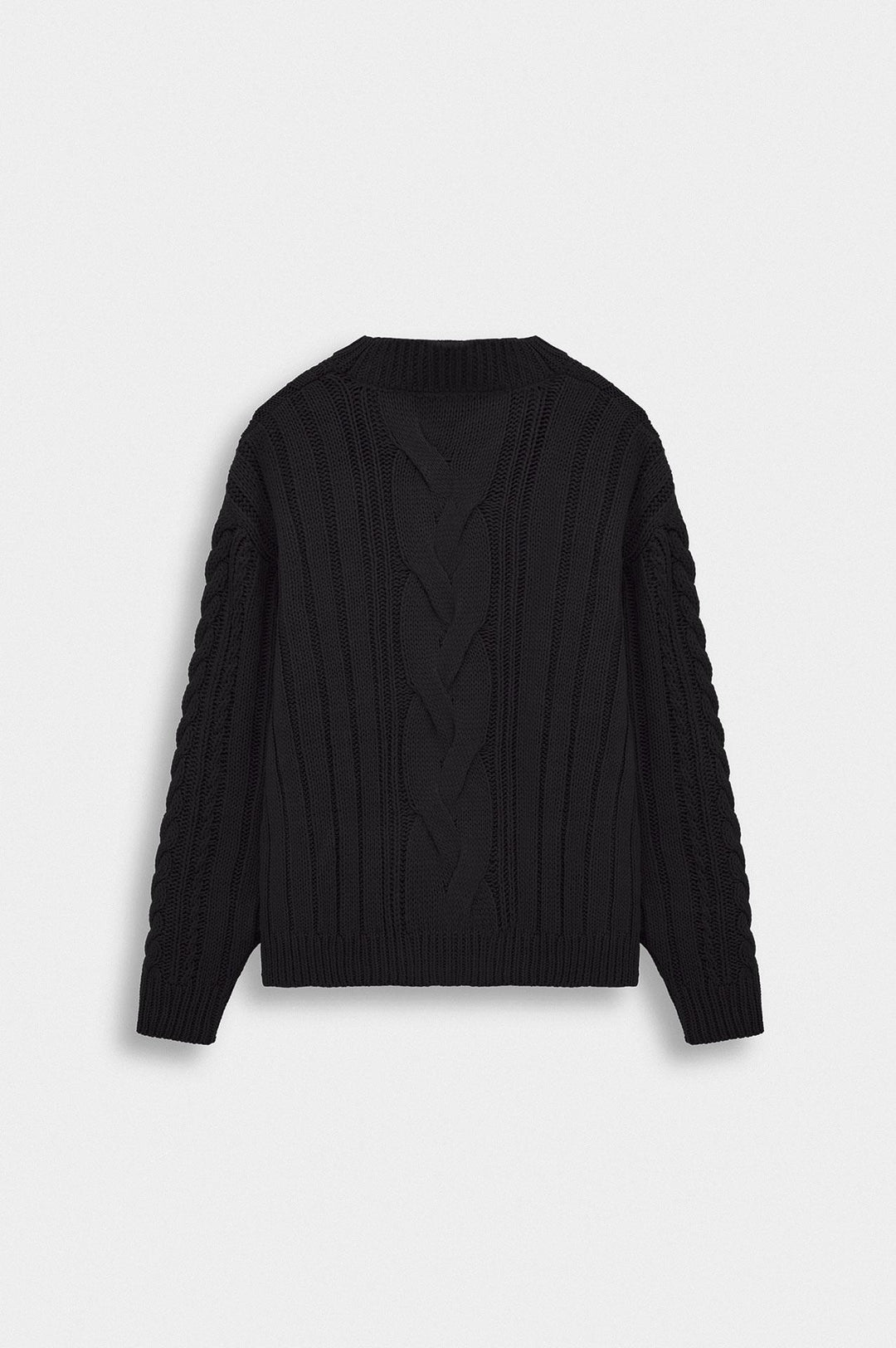 Giesto Pull en tricot noir à col rond texturé - Noir