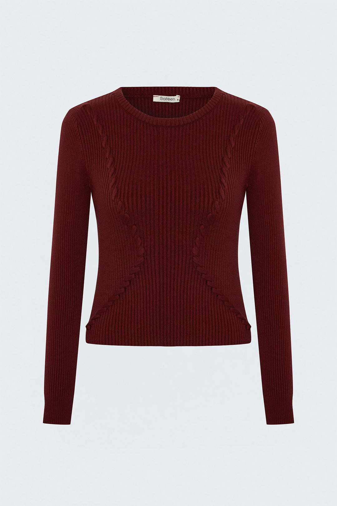 Sateen Pull à rayures tricotées - Bordeaux