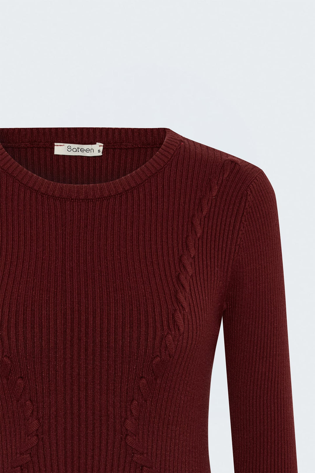 Sateen Pull à rayures tricotées - Bordeaux