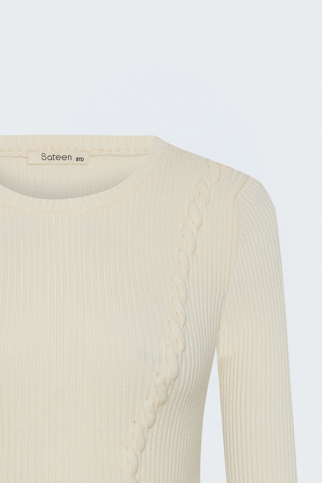 Sateen Pull à rayures tricotées - Écru