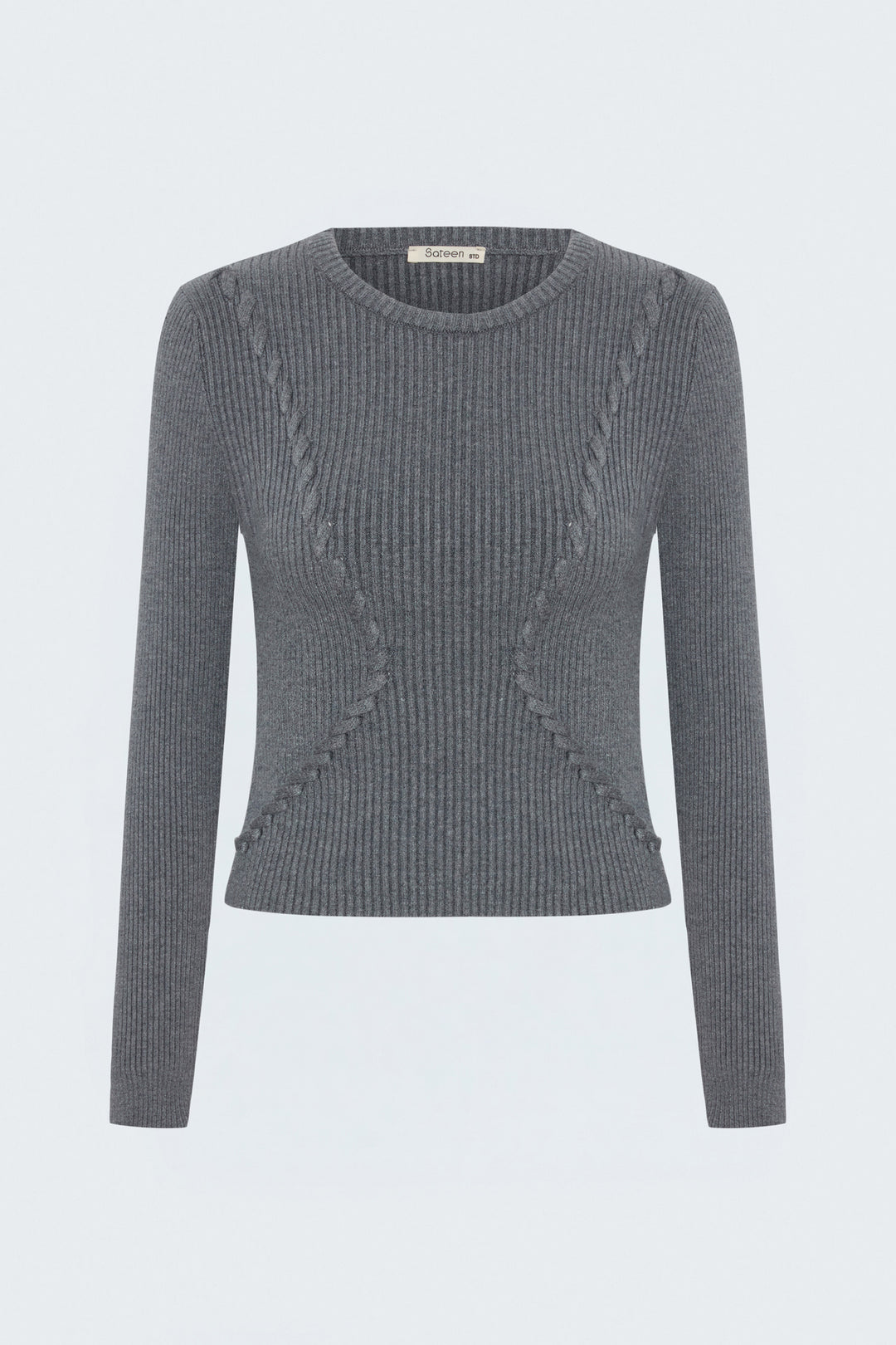 Sateen Pull à rayures tricotées - Gris