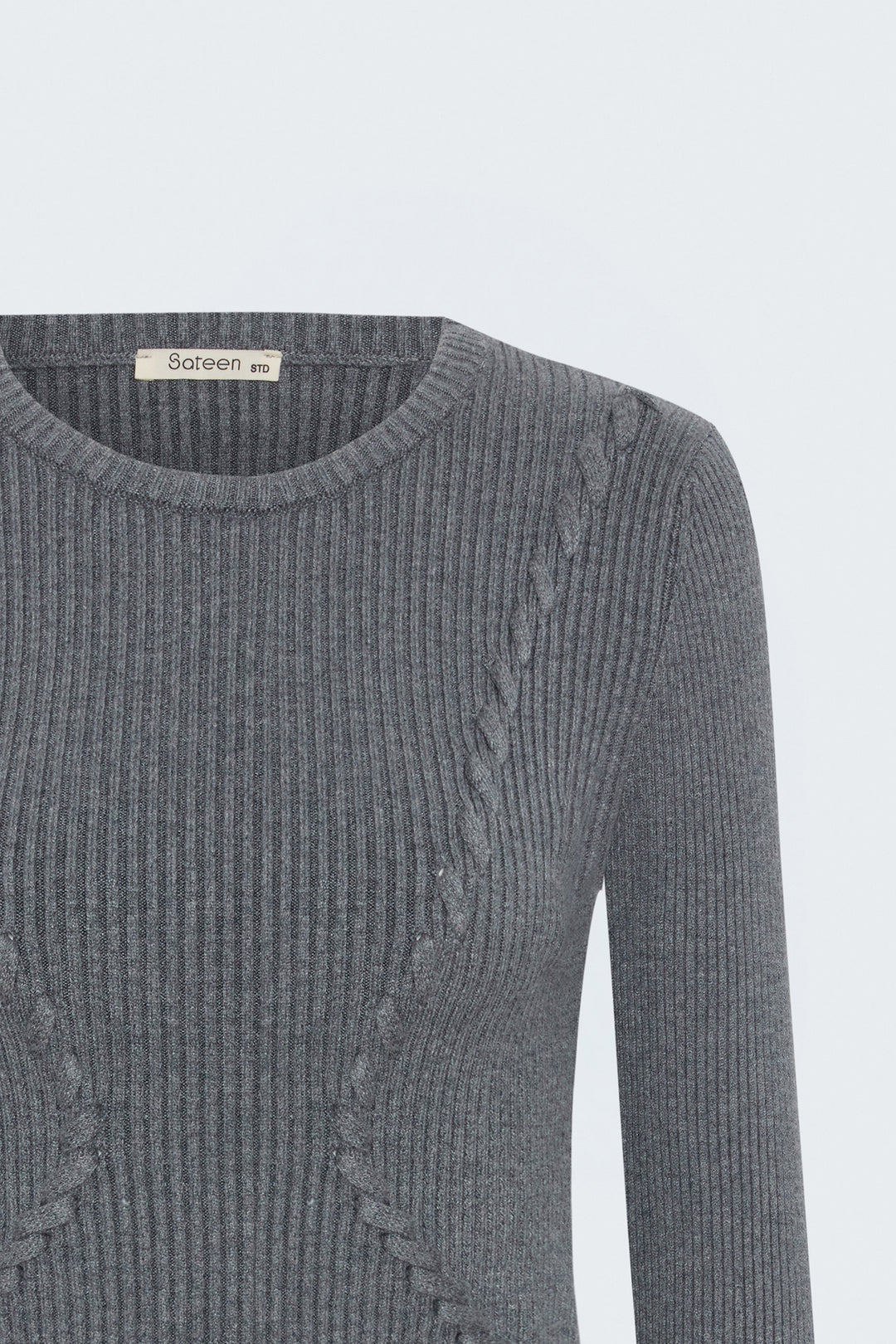Sateen Pull à rayures tricotées - Gris