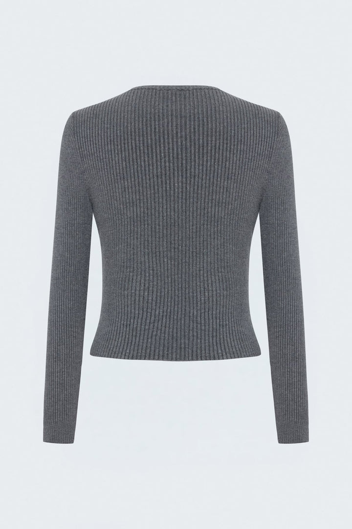Sateen Pull à rayures tricotées - Gris