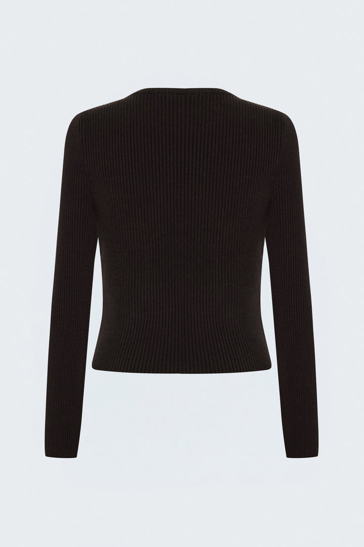 Sateen Pull à rayures tricotées - Marron