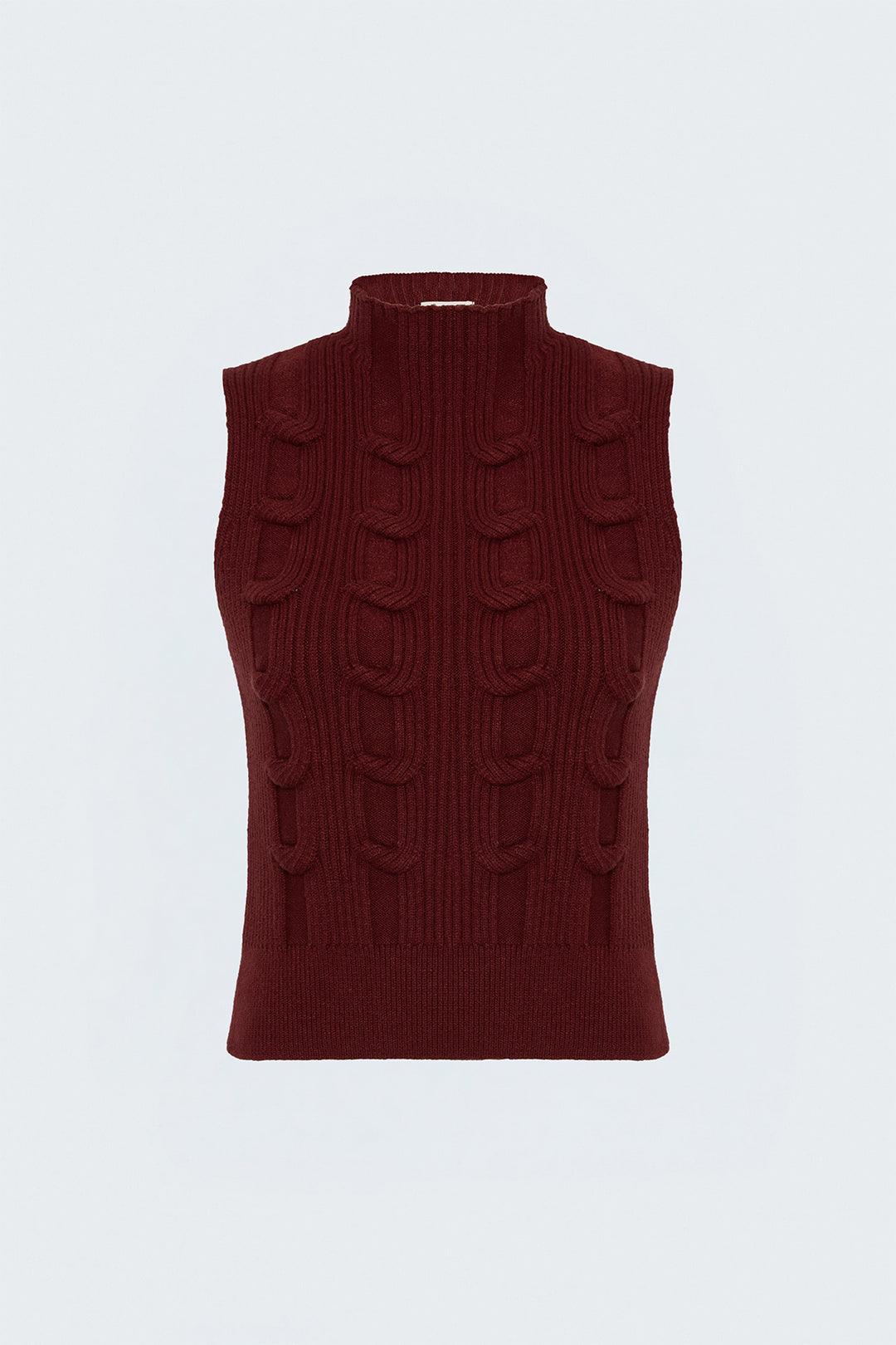 Sateen Pull sans manches tressé - Bordeaux
