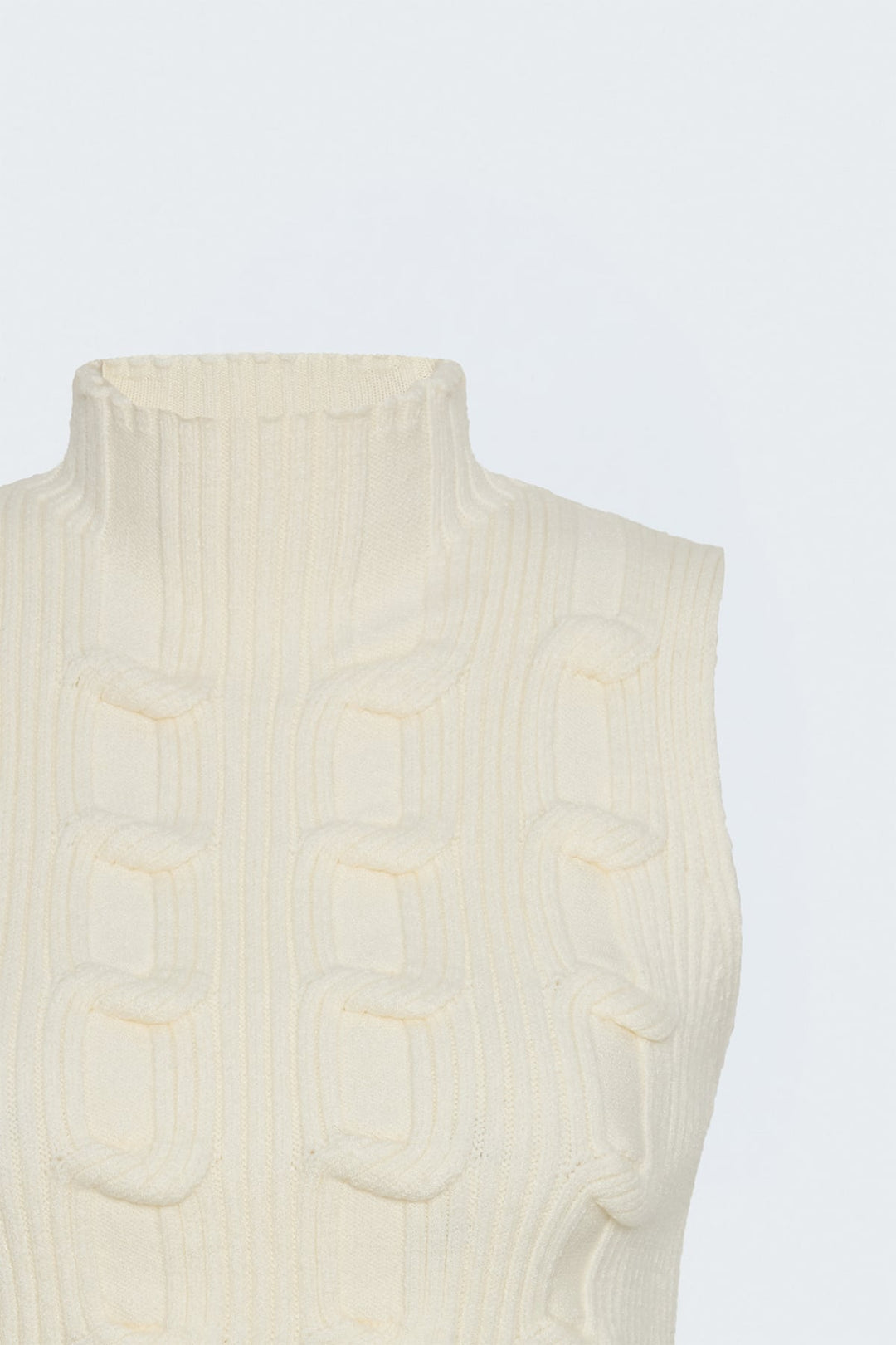 Sateen Pull sans manches tressé - Écru