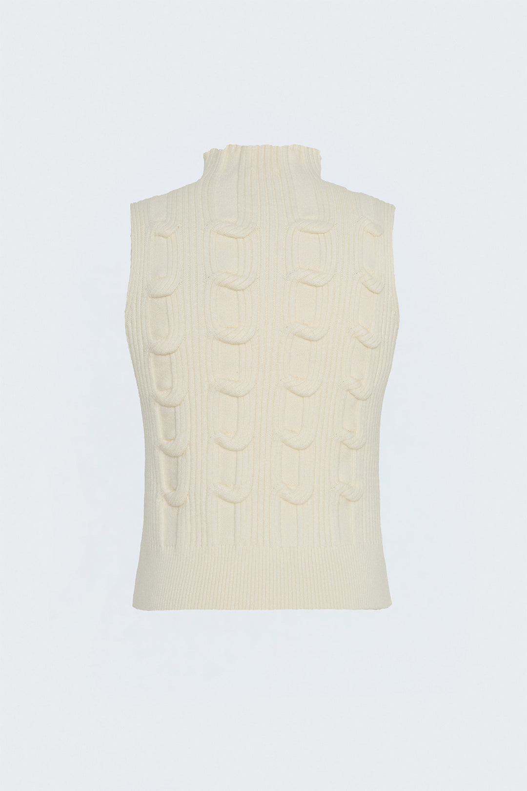 Sateen Pull sans manches tressé - Écru