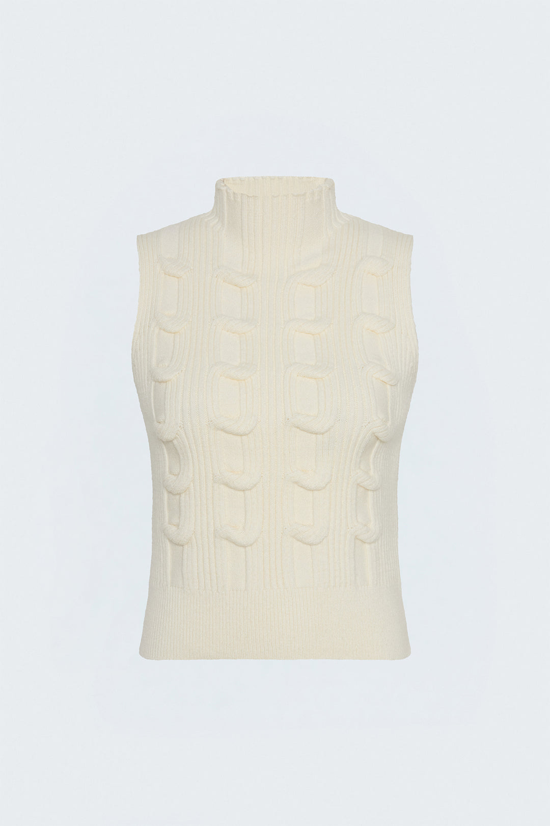 Sateen Pull sans manches tressé - Écru