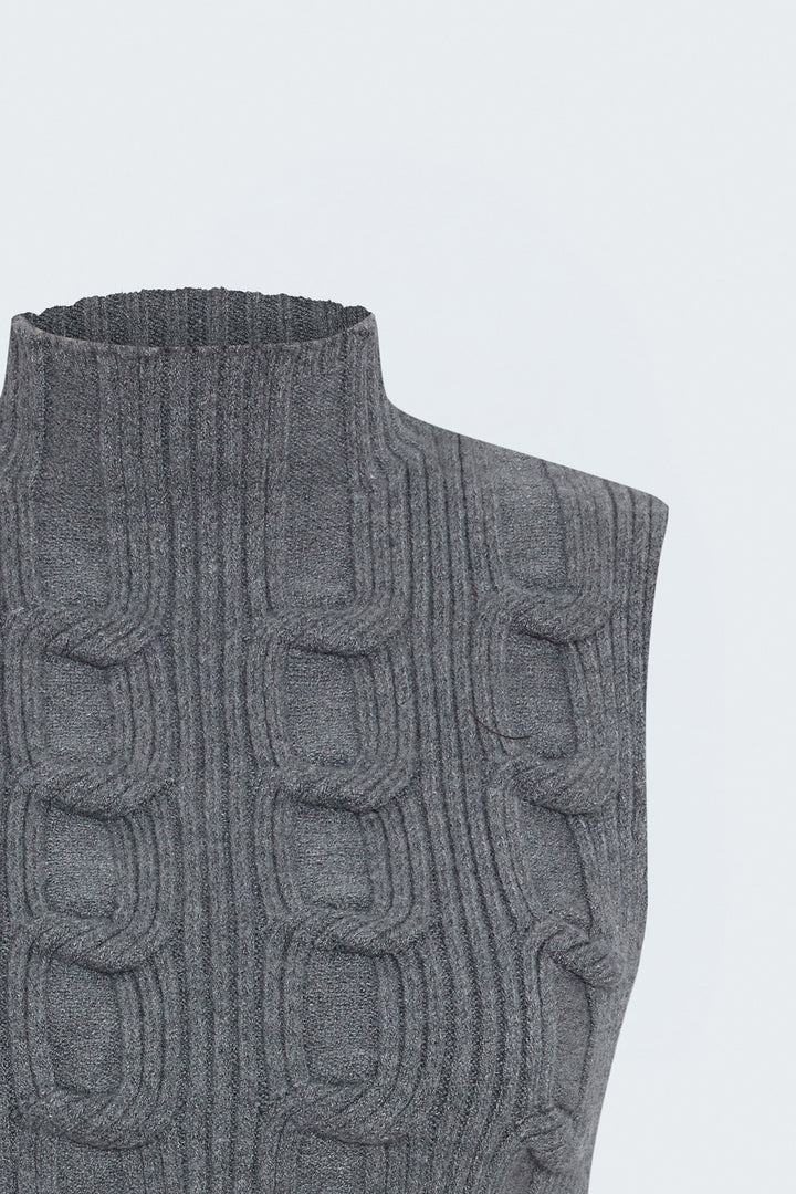 Sateen Pull sans manches tressé - Gris