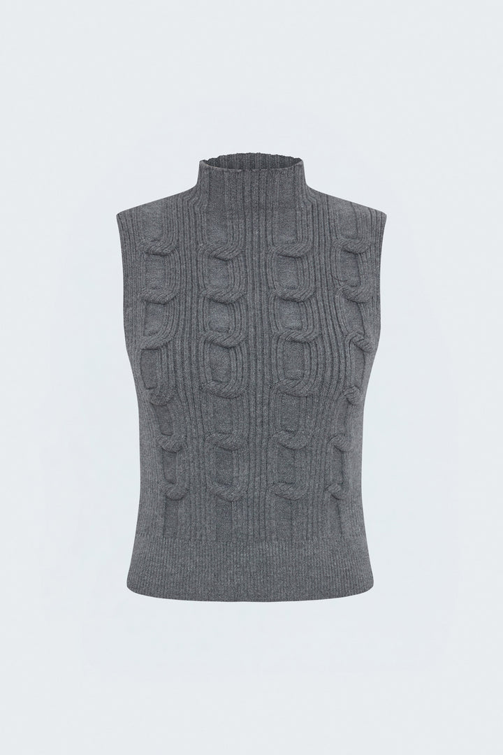 Sateen Pull sans manches tressé - Gris