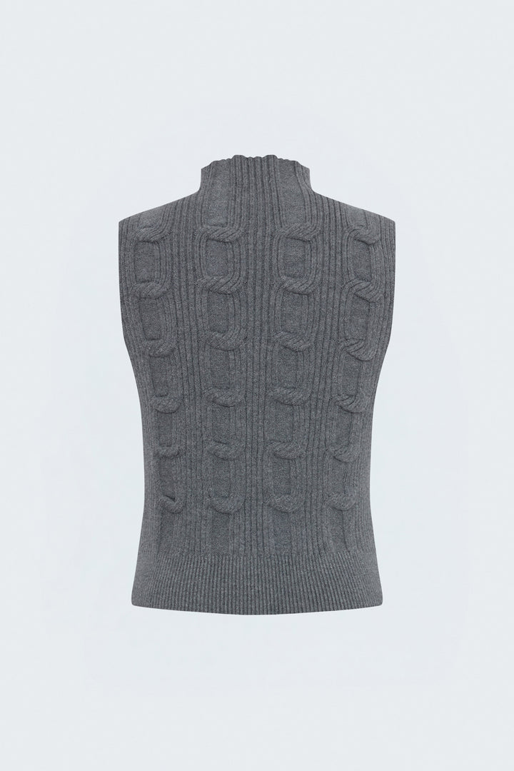 Sateen Pull sans manches tressé - Gris