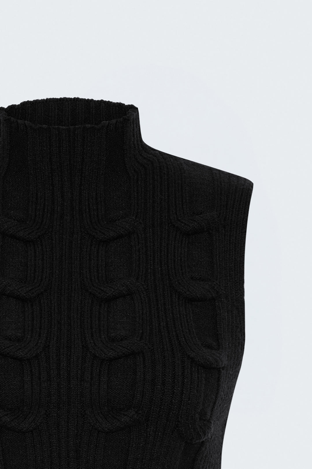 Sateen Pull sans manches tressé - Noir