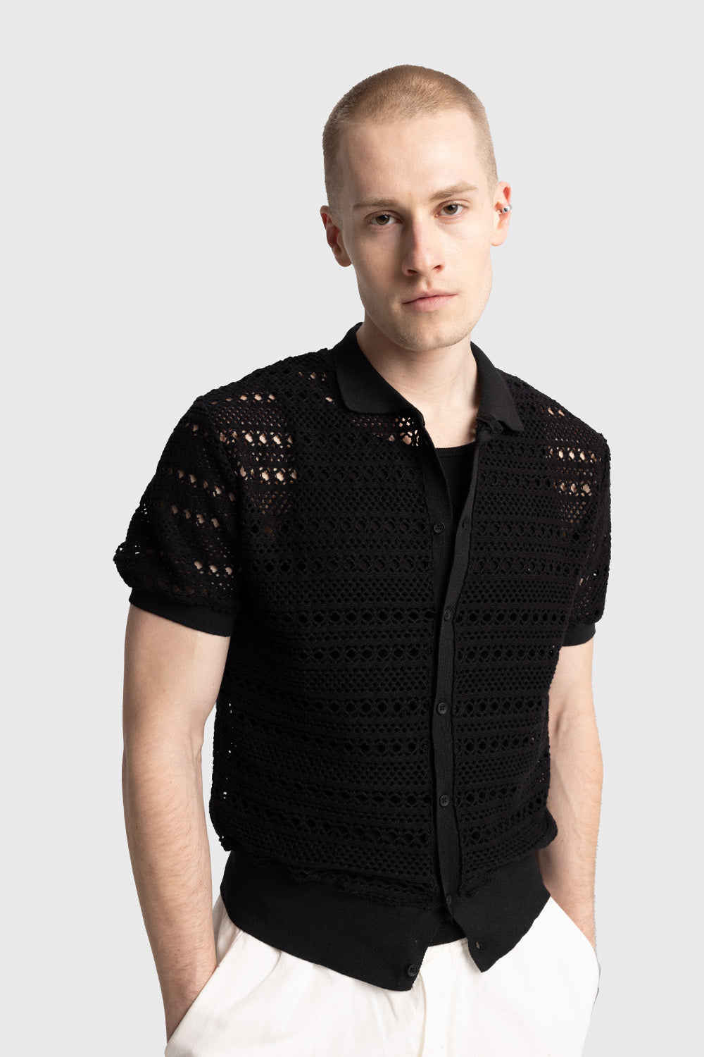 Giesto Chemise en tricot tissée - Noir
