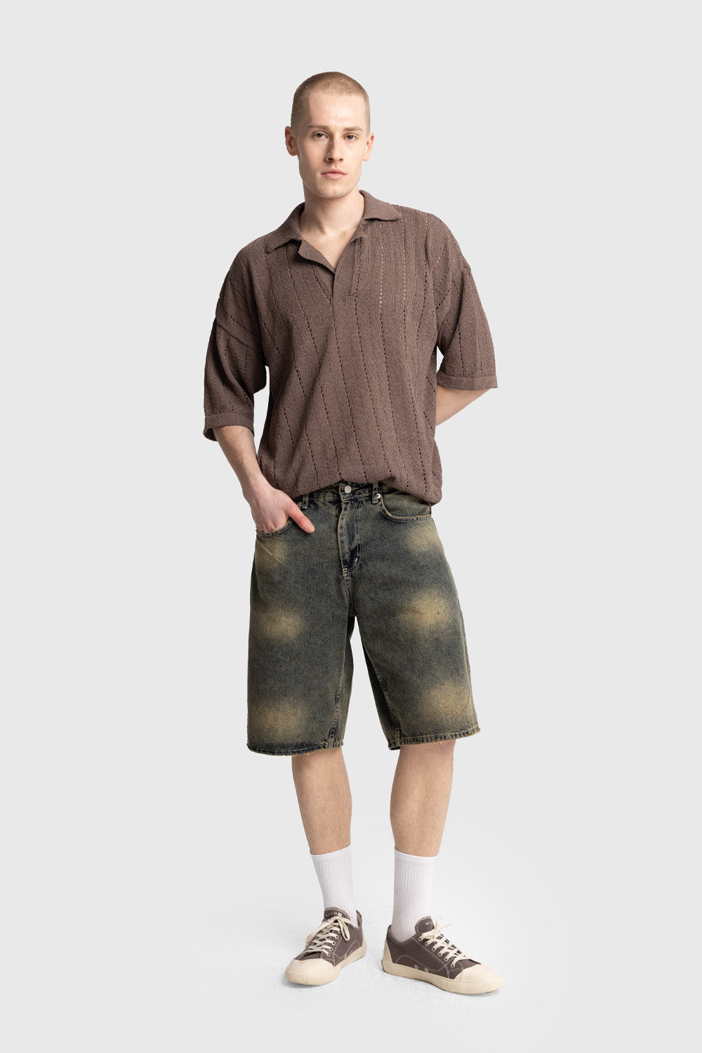 Giesto T-Shirt Tricot Tissé - Marron