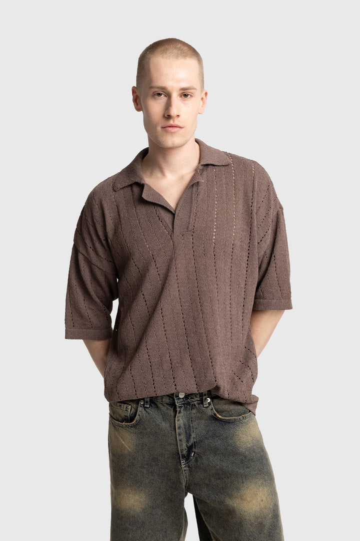 Giesto T-Shirt Tricot Tissé - Marron