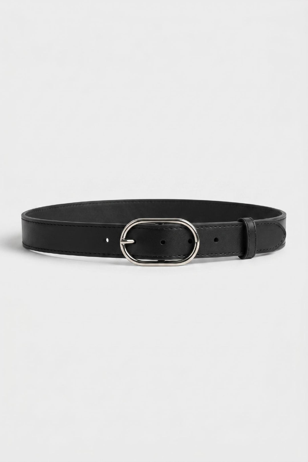 Giesto Ceinture en simili cuir noir avec boucle en métal ovale - Noir
