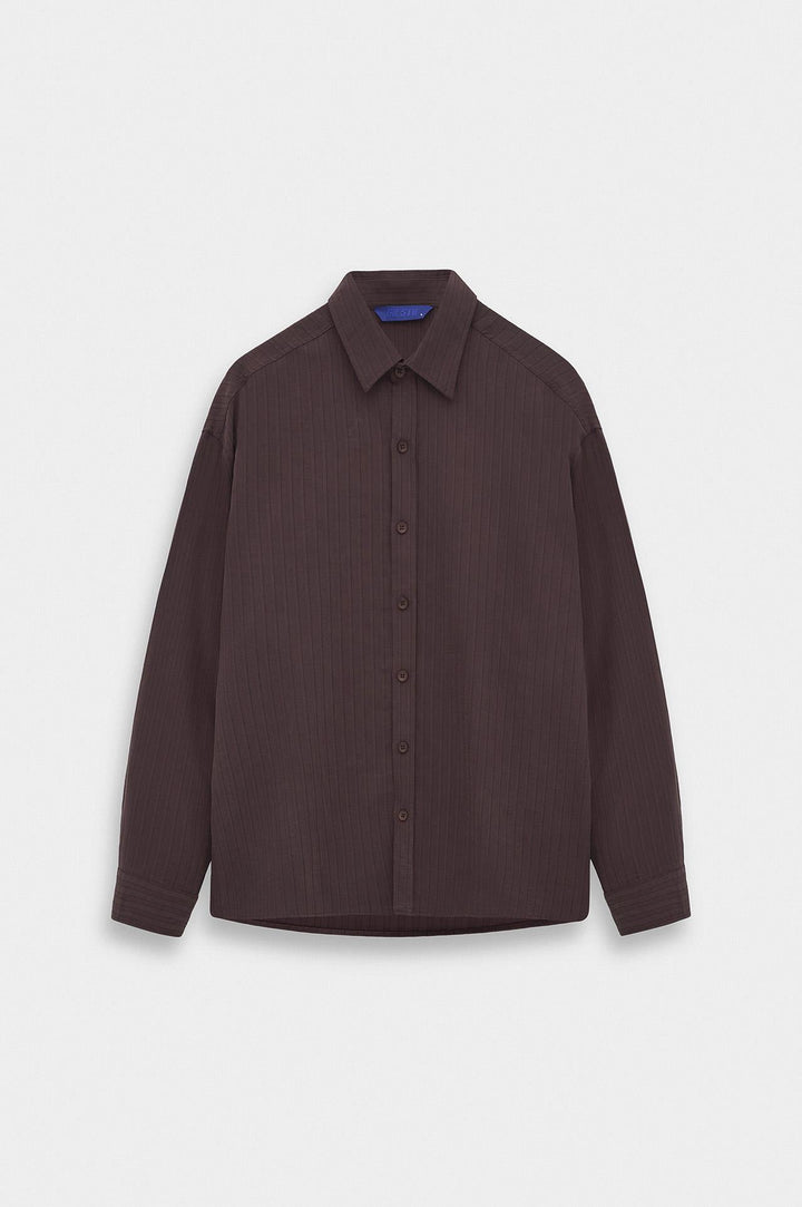 Giesto Chemise en Modal Bordeaux Rayée Oversize - Bordeaux