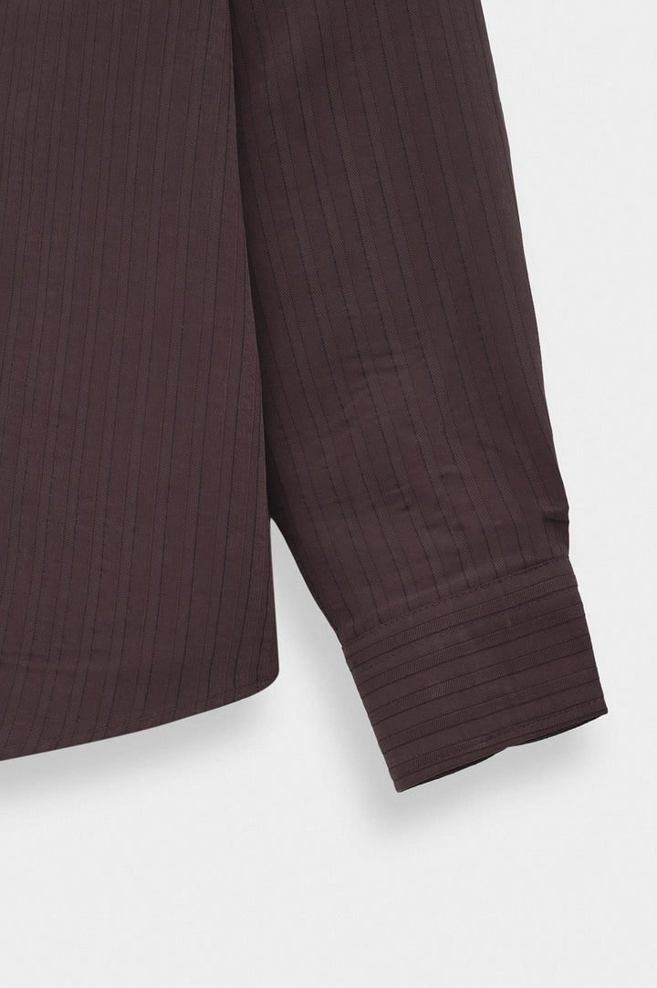 Giesto Chemise en Modal Bordeaux Rayée Oversize - Bordeaux