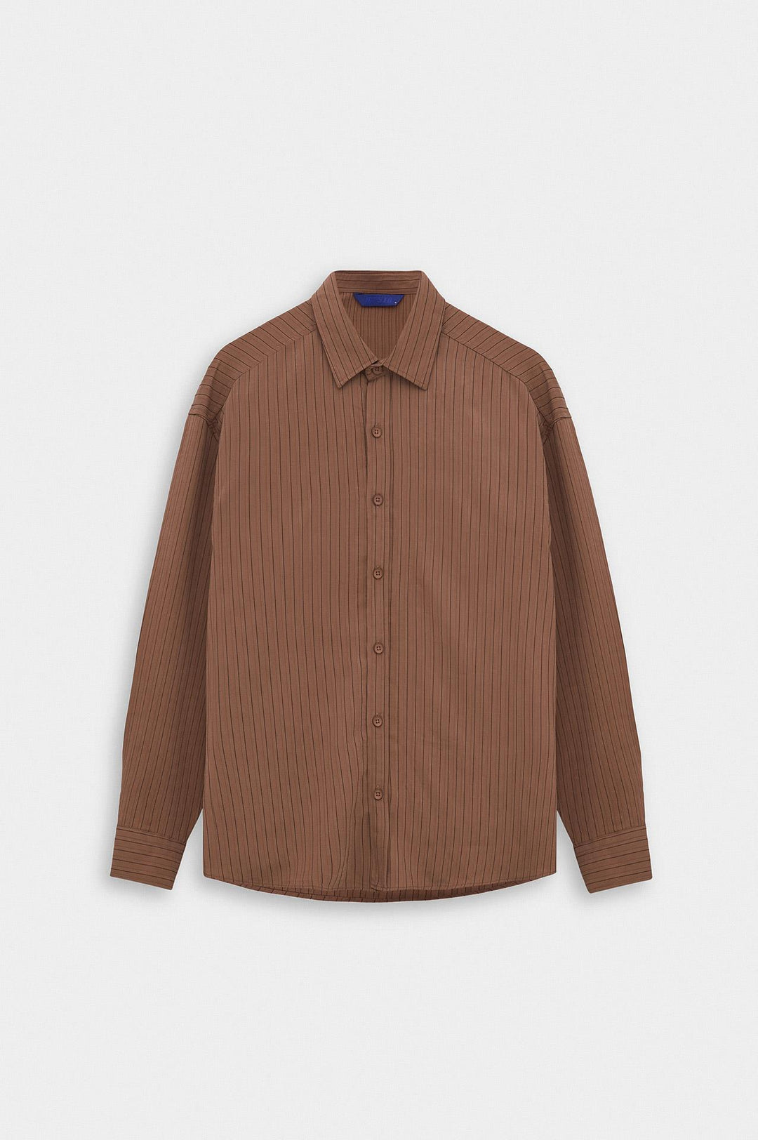 Giesto Chemise en Modal Terre cuite Rayée Oversize - Brique