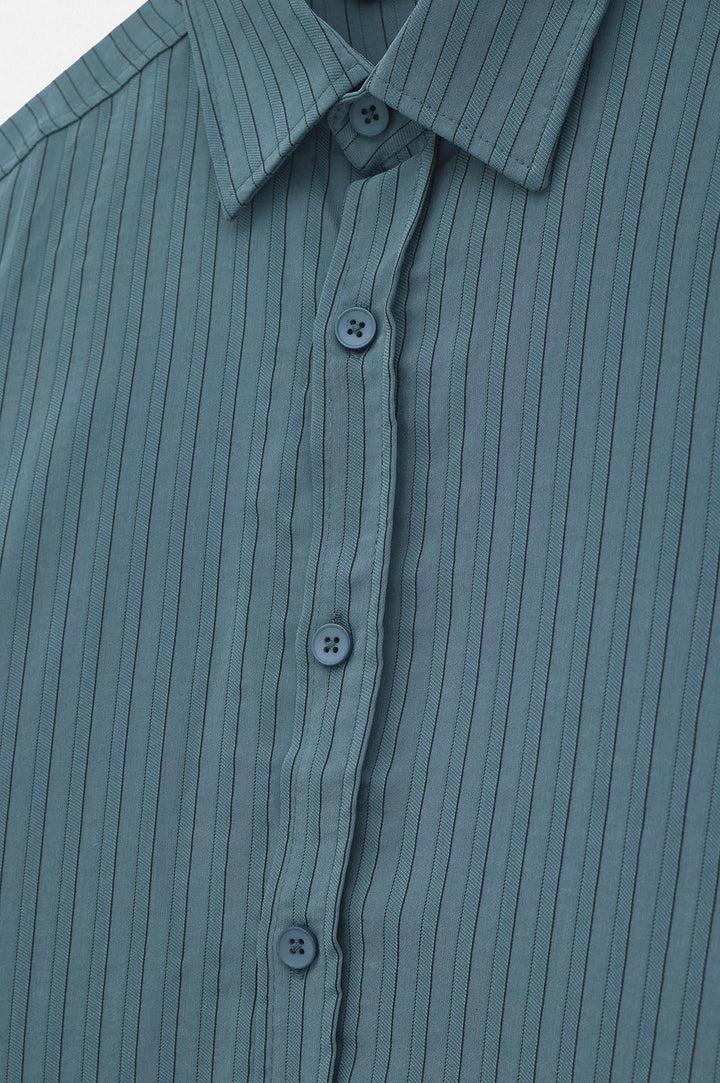 Giesto Chemise en Modal Bleue Rayée Oversize - Bleu