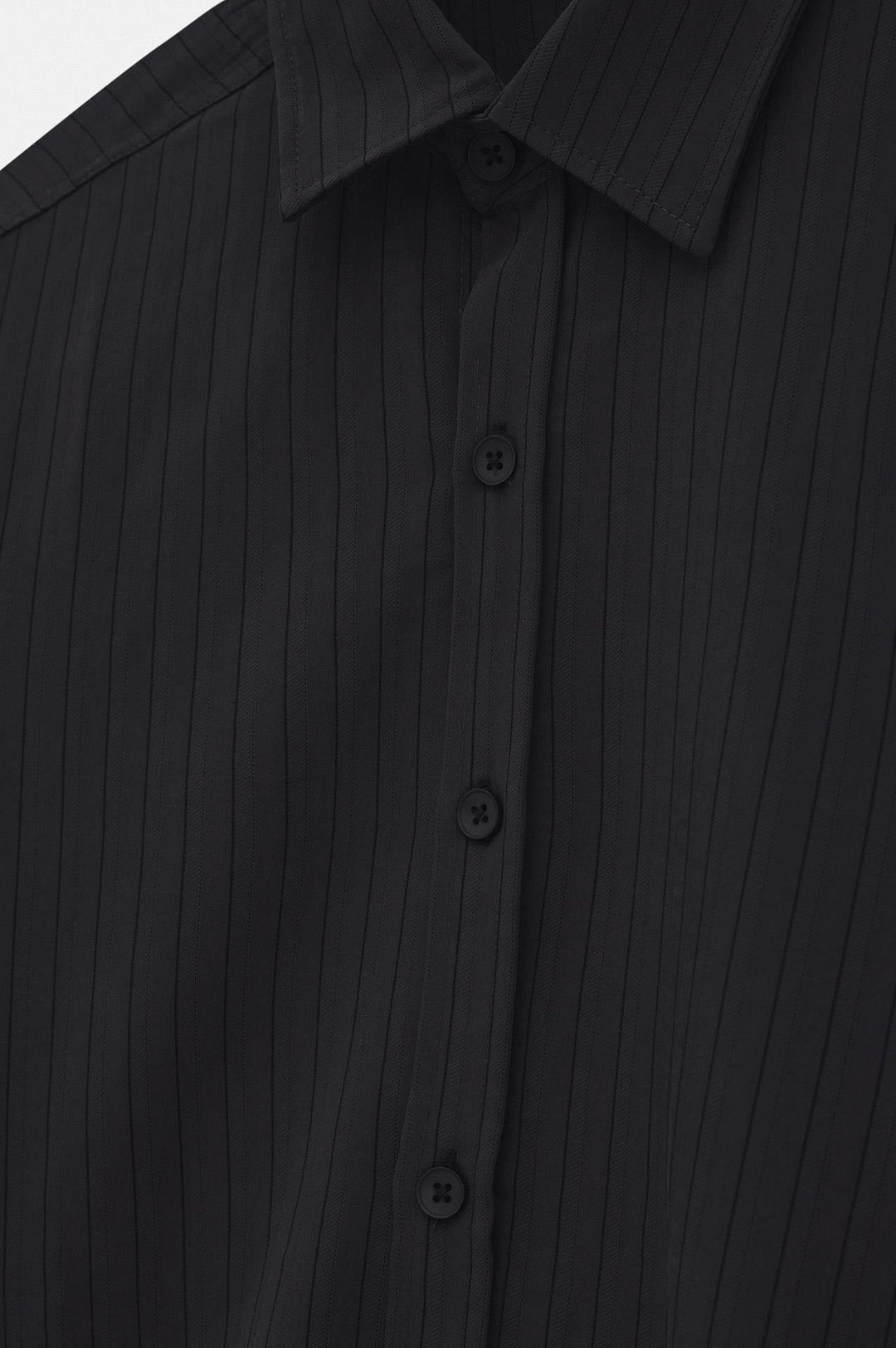 Giesto Chemise en Modal Rayée Noire Oversize - Noir