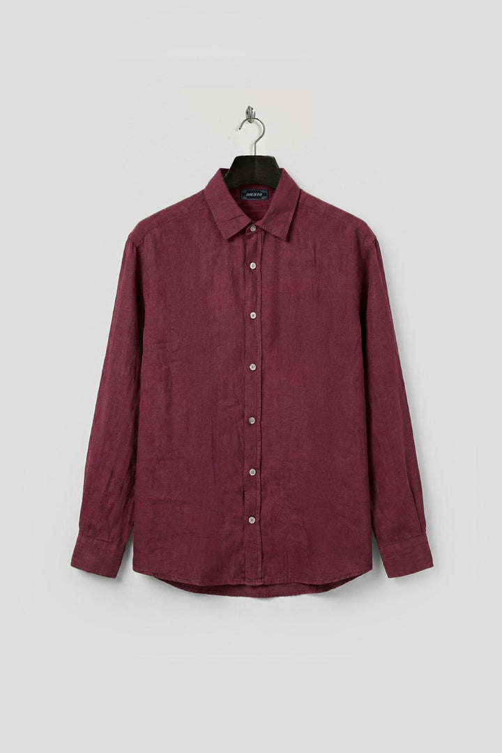 Giesto Chemise en lin bordeaux oversize - Bordeaux