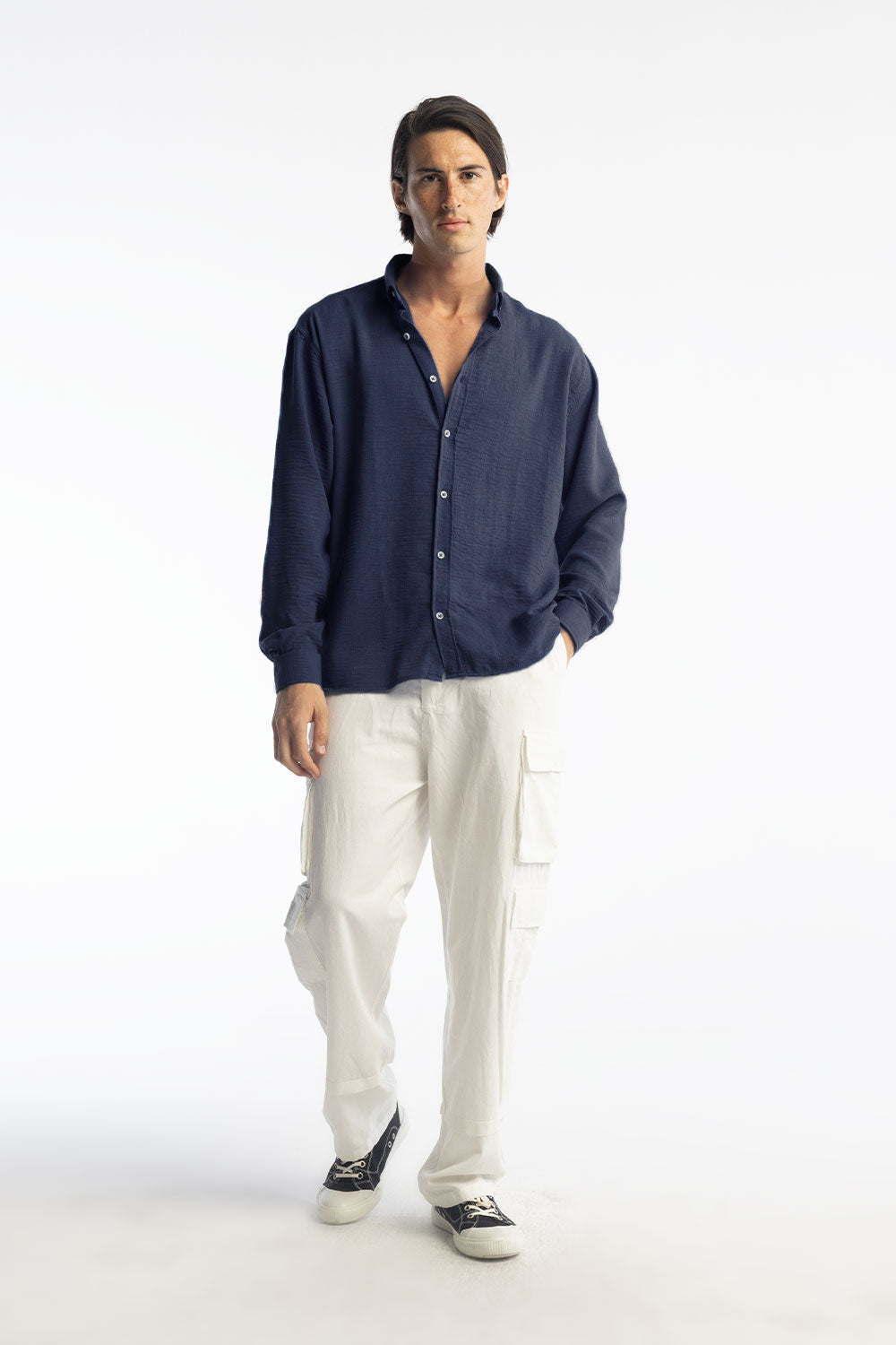 Giesto Chemise oversize fluide - Bleu marine