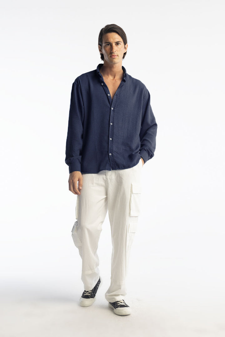 Giesto Chemise oversize fluide - Bleu marine