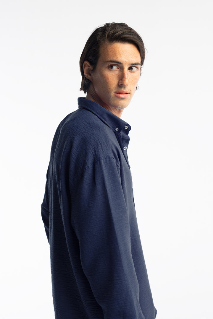 Giesto Chemise oversize fluide - Bleu marine
