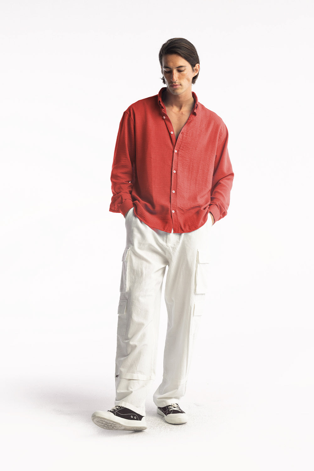 Giesto Chemise oversize fluide - Rouge