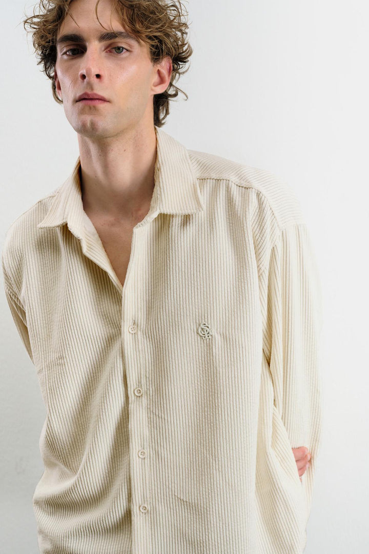 Giesto Chemise en Velours Beige oversize drapée - Beige