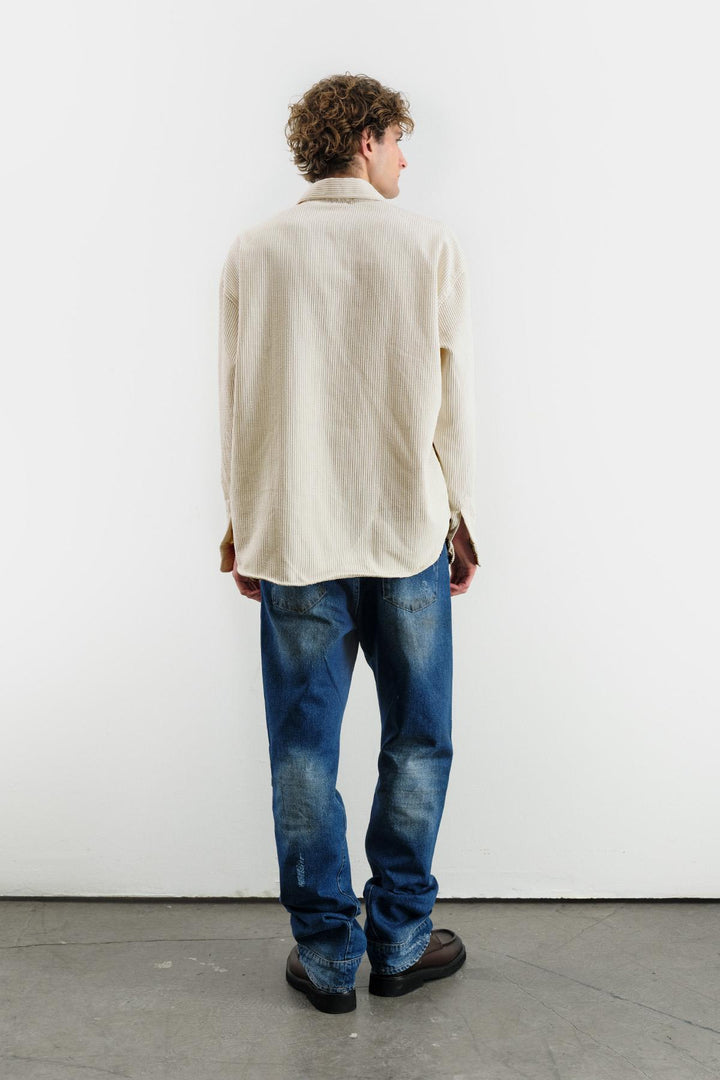 Giesto Chemise en Velours Beige oversize drapée - Beige