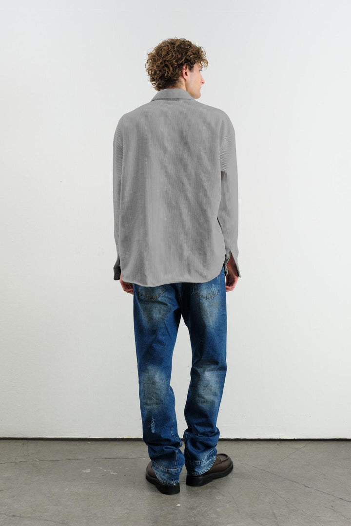 Giesto Chemise en Velours Gris oversize drapée - Gris