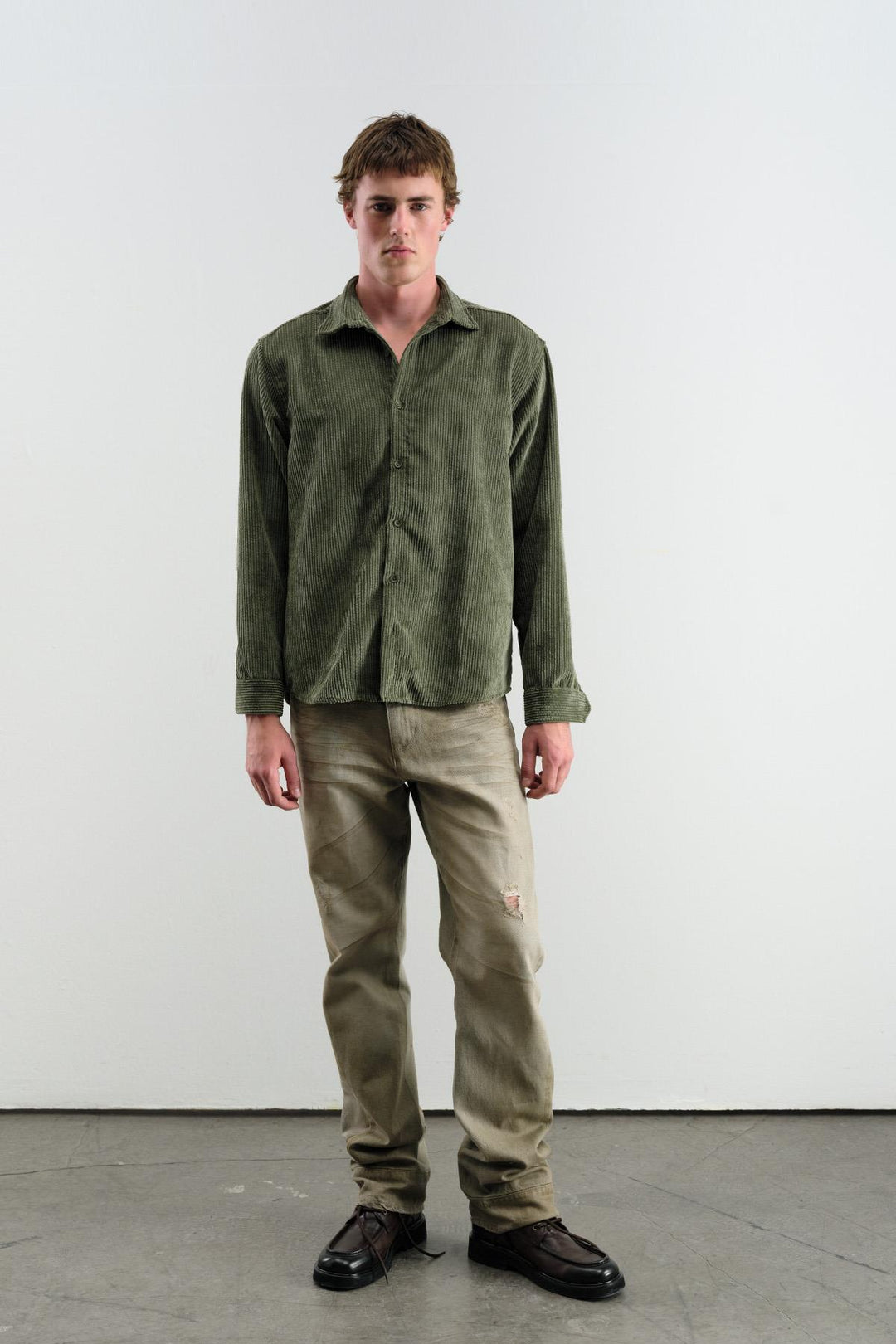 Giesto Chemise oversize en velours kaki - Kaki