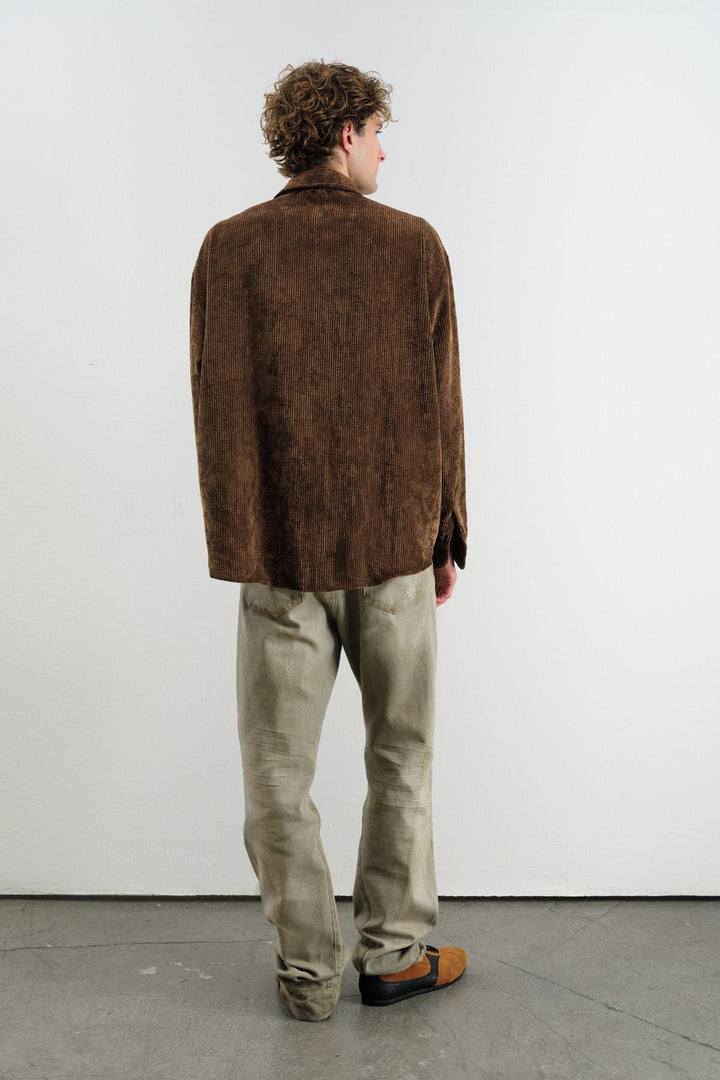 Giesto Chemise en Velours Marron oversize drapée - Marron