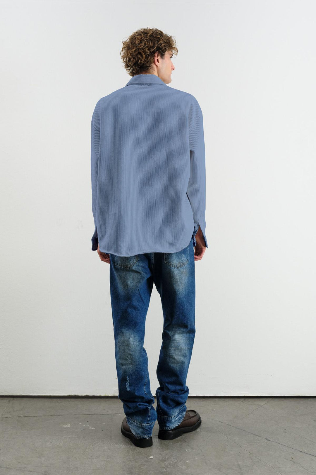 Giesto Chemise en Velours Bleu oversize drapée - Bleu