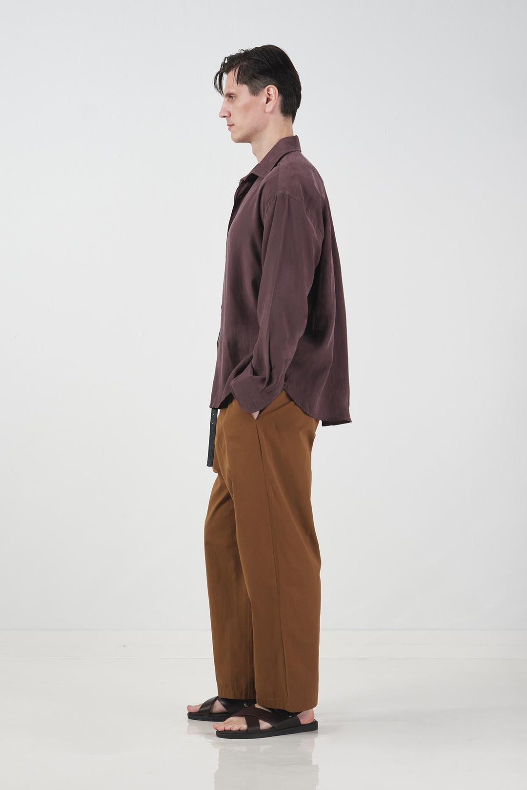 Giesto Chemise en modal marron coupe oversize - Marron